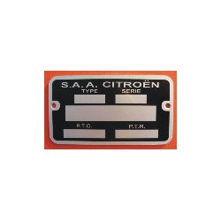 Plaque de Constructeur Citroën 78 x 43 x 1mm sur Alu -2cv NM Simple