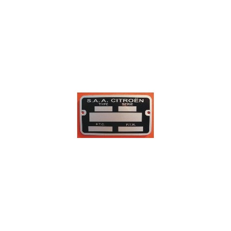 Plaque de Constructeur Citroën 78 x 43 x 1mm sur Alu -2cv NM Simple