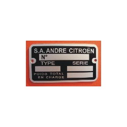 Plaque de Constructeur Citroën 78 x 43 x 1mm sur Alu -2cv AM Complète