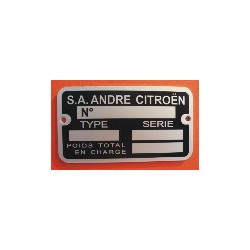 Plaque de Constructeur Citroën 78 x 43 x 1mm sur Alu -2cv AM Complète