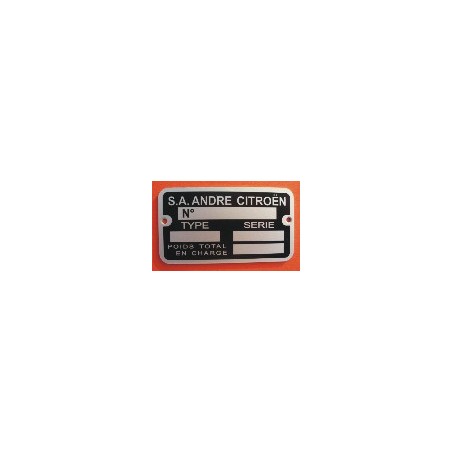 Plaque de Constructeur Citroën 78 x 43 x 1mm sur Alu -2cv AM Complète