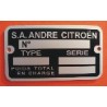Plaque de Constructeur Citroën 78 x 43 x 1mm sur Alu -2cv AM Complète