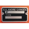 Plaque de Constructeur Citroën 78 x 43 x 1mm sur Alu - 2cv AM Simple