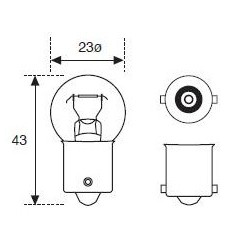 Ampoule 06 Volt 15 Watt Blanche pour Feux Stop 1 Filament