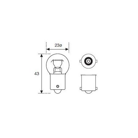 Ampoule 06 Volt 15 Watt Blanche pour Feux Stop 1 Filament