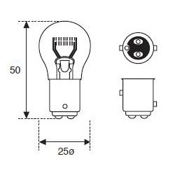 Ampoule 06 Volt 21/05 Watt pour Feux stop 2 Filament Qualité Standard