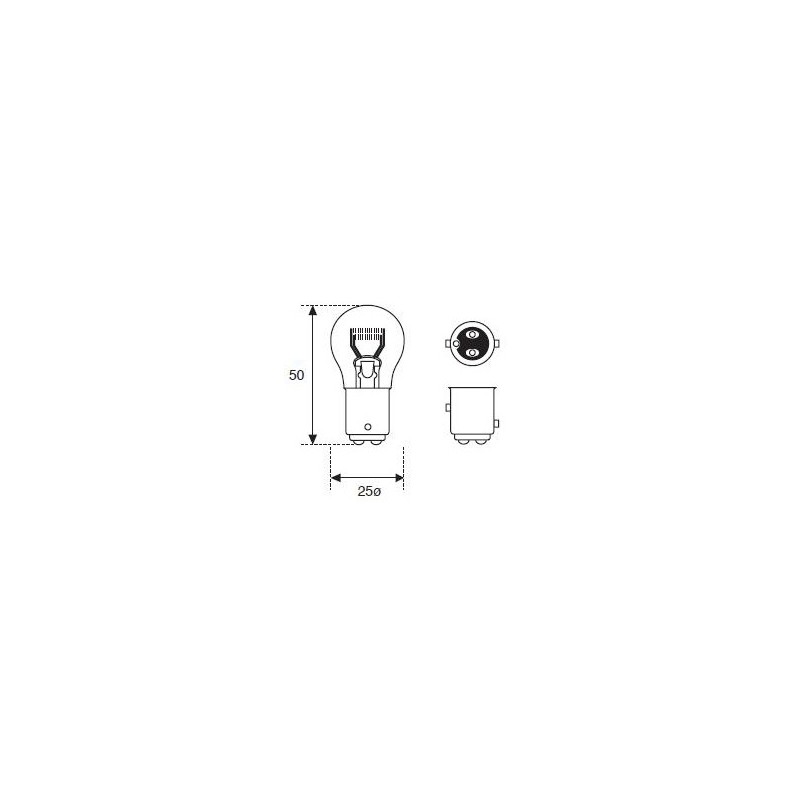 Ampoule 06 Volt 21/05 Watt pour Feux stop 2 Filament Qualité Standard