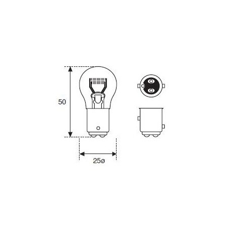 Ampoule 06 Volt 21/05 Watt pour Feux stop 2 Filament Qualité Standard