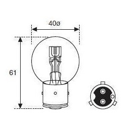 Ampoule R2 06 Volt 45/40 Watt Jaune - Culot BA21D