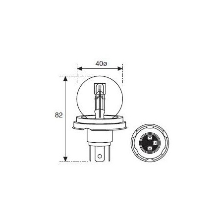 Ampoule R2 12 Volt 45/40 Watt Blanche - Culot P45T